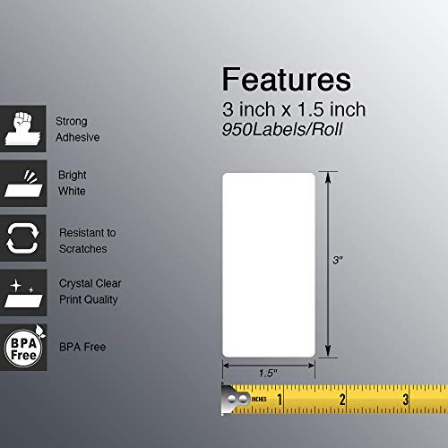 BETCKEY - 3" x 1.5" (76 mm x 38 mm) Thermal Labels, [20 Roll/19000 Labels]