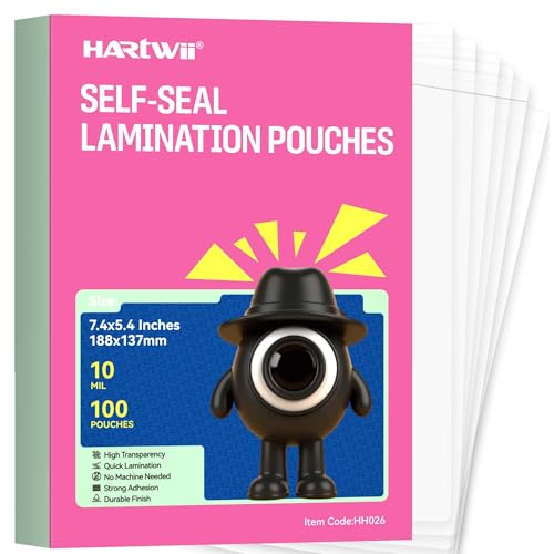 100 Pack Self-Sealing Laminating Pouches 5x7 Inch,10 Mil Thick Double-Sided Self Adhesive Lamination Pouches,Waterproof Photo Laminating Sheets No Laminator Machine Need - size: 5.4x7.4"_10Mil, style: 100PCS