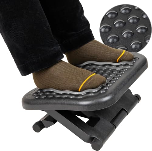 Mind Reader Foot Rest, Under Desk at Work, Ergonomic, Height Adjustable, Office, Plastic, 17" L x 13" W x 6.25" H, Black (Pack of 5) - size: Single (Pack of 5)