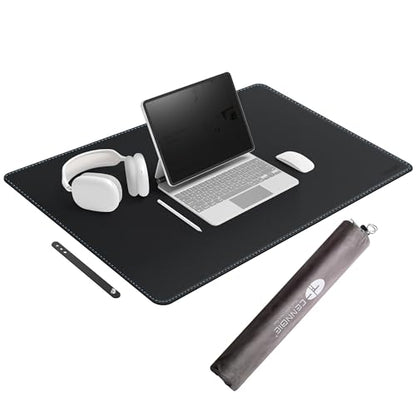 CENNBIE Leather Desk Mat - 31.4" x 19.6" Computer Desk Pad (Black) - color: Black, size: 19.6" x 31.4"