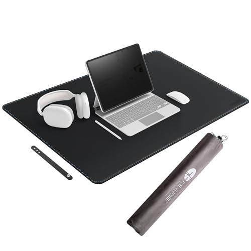 CENNBIE Leather Desk Mat Large, 43.6" x 23.6" Extended Mouse Pad (Black) - color: Black, size: 23.6" x 43.6"