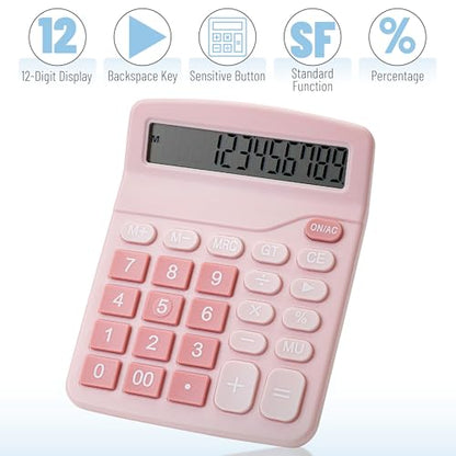 Mr. Pen- Calculator, Pink, Calculators Large Display | Standard Function Calculator, 12-Digit, Calculators Desktop, Office Calculator, Desktop Calculator