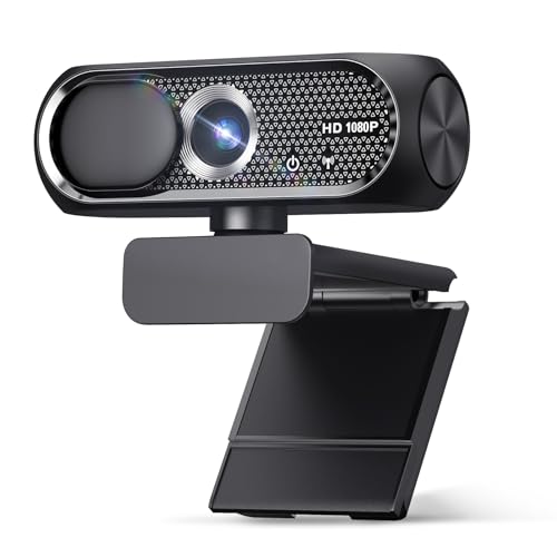 1080P HD Webcam with Microphone, Privacy Cover, Wide-Angle Lens, Plug & Play USB Webcam for Laptop, Desktop, PC, Mac, Zoom, Skype (Deep Black) - color: Black