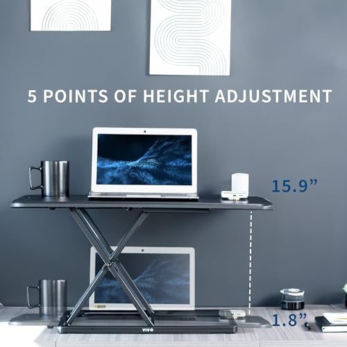 VIVO Black 32 in Single Top Standing Desk Converter, DESK-V032J - color: Black, size: 32"