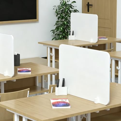 Solid White PVC Desk Divider Freestanding Office Workstation Privacy Partition Screen (B) - color: B