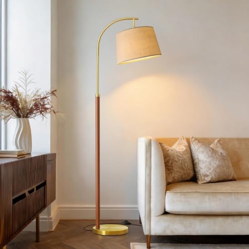 62.5" Gold Floor Lamp for Living Room Dimmable Standing Lamp with Remote - color: Red & Gold
