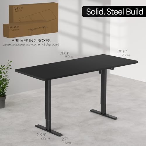 VIVO Light Wood 71 x 30 in Standing Desk, DESK-KIT-0B7C - color: Light Wood Top / Black Frame, size: 71 x 30 inch