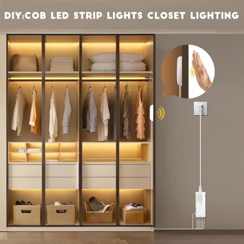 COB LED Strip Lights 12V Penetrable Wood Touch Dimmable - color: Warm White, size: 6.56Ft