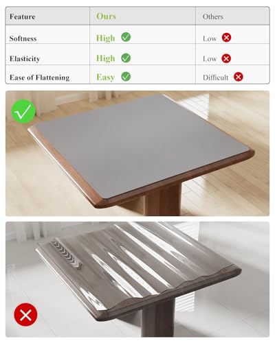 Light Gray Plastic Table Cover Protector, 36" x 72" PVC Desk Pad Mat - color: Light Gray, size: 36" x 72"