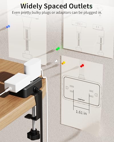10FT Desktop Mount Charging Station with 4 Outlets 4 USB Ports (2 USB C), HOPOW 2 Prong to 3 Prong Outlet Adapter, 1700J Two Prong Surge Protector