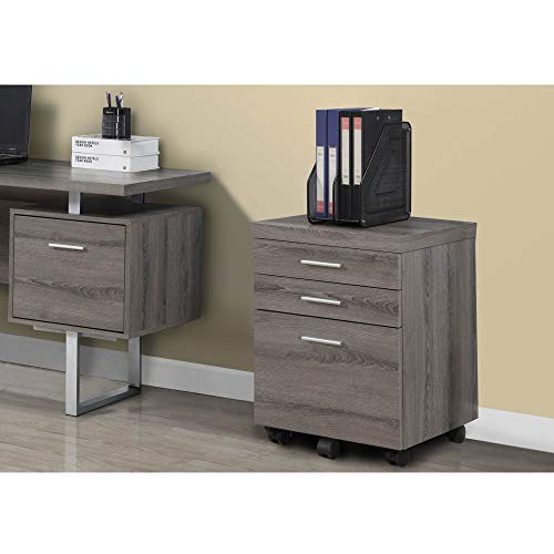 Monarch Specialties 3 Drawer File Cabinet - Filing Cabinet (Dark Taupe) - color: Dark Taupe