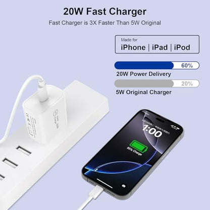 20W USB C Fast Charger Block, Compact PD 3.0 Wall Charger for iPhone 17/16/15/iPad Pro, Universal Compatibility, Travel Essential, 3X Faster Than 5W Charger - color: White