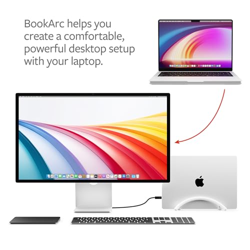 Twelve South BookArc Flex Vertical Laptop Stand – Space-Saving MacBook Stand, Adjustable Holder for Desk, Single Slot Dock for Monitor Display, Non-Slip, Upright Storage, Black - color: Black, size: BookArc Flex, style: BookArc Flex