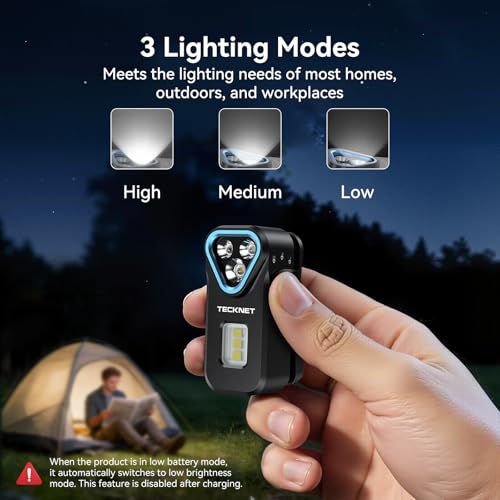 TECKNET EDC Flashlight Clip-on Light, Rechargeable Mini Pocket Flashlight | 650 Lumens, 7 Lighting Modes, Magnetic Flash Lights, IPX6 Waterproof, Small Keychain Light for Outdoor or Home Emergencies