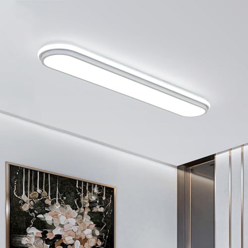 Metal LED Ceiling Light,55W Linear Ceiling Lamp,6500K Cool White Modern Ultra Thin Low Profile Light Fixture for Kitchen, Home & Office Hallway (36.2") - color: White Light(CRI 97+) - B, size: 36.2 Inch