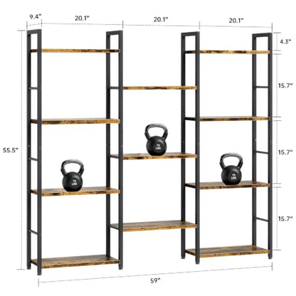 Shintenchi Large 4 Tier Bookshelf,Triple Bookcase, Tall Open Shelves - size: 4 Tier(Wide)