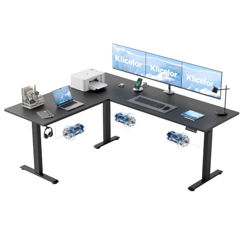 Klicelor L Shaped Standing Desk 73 x 60 Inch, Electric Height Adjustable Corner Desk for Home Office Workstation, Ergonomic Sit Stand Computer Table with Memory Controller, Black - color: Black, size: 73 x 60 Inch