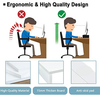 TEAMIX 2 Pack White Monitor Stand Riser 20 inch, Wooden Desktop Stand Shelf - color: White, size: 2 Pack-20 inch