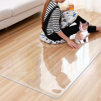 Clear Office Chair Mat for Hardwood Floor 12"x12" 14"x14" 16"x24" 24"x30" 26"x32" 36"x40" 48"x62" PVC Chair Mat 0.06" Thick Easy Rolling Desk Chair Mat for Hallway Living Room Doorways(24x51in) - size: 24x51in