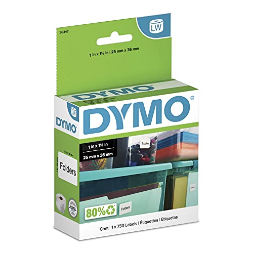 DYMO Authentic LW Library Book Spine Labels, for LabelWriter Printers, White, 1" x 1-1/2", 1 Roll of 750