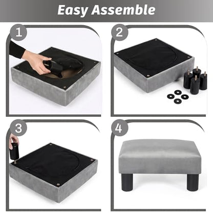 Joveco 15'' Small Foot Rest Stool Ottoman- Upholstered Footstool and Ottomans Small Footrest for High Beds- Lightweight and Portable, Light Gray - color: Light Gray