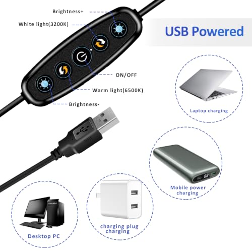 Cyezcor Video Conference Lighting Kit, Ring Light for Monitor Clip On - size: 5 Inch