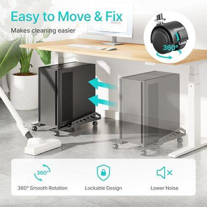 PEGZONE Adjustable PC Stand for Floor Ventilated CPU Cart,Black - color: Black