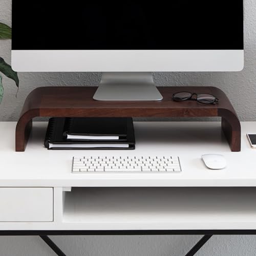 Anji Mountain Monitor Stand for Desk - Desktop Organizer & Laptop Riser, Ergonomic Monitor Riser, Space-Saving, Durable, Easy Assembly & Ideal for Home & Office, Walnut, Classic - color: Walnut