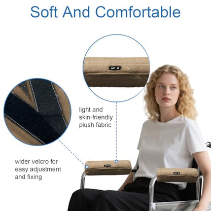 SPRING SEAON Wheelchair Armrest Pads Covers Fuzzy Desk Chair Arm Pads Soft - color: Brown