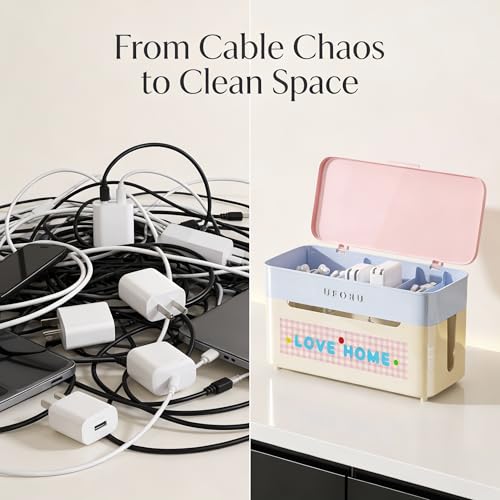 2-Tier Rolling Cable Management Box with Wheels (Large) – Mobile Power Strip Hider & Cord Organizer – Under Desk Wire Concealer & Charging Station Organizer – Baby & Pet Proof Safety (Apple Red) - color: Apple Red