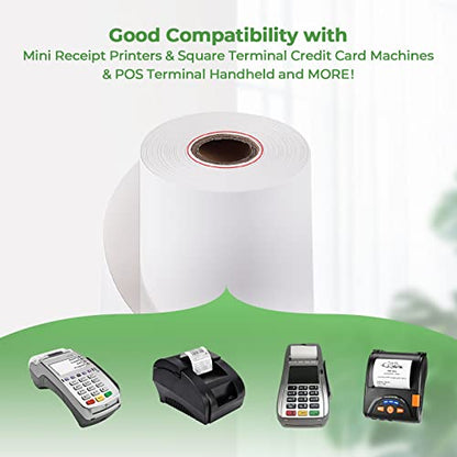 MUNBYN 2 1/4" inch x 50'ft Thermal Paper (50 Rolls), BPA Free Receipt Paper, 58mm Thermal Receipt Papers Fits All 58mm Thermal POS Printer, Square Terminal Credit Card Machines printers clearly - size: 2 1/4" x 50', style: 50 Rolls