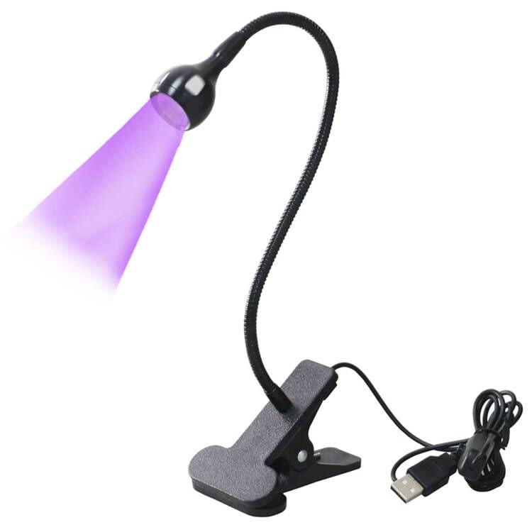 USB 3W Blacklight Fixtures with Gooseneck and Clamp,395NM LED Black Light - color: Bb Black