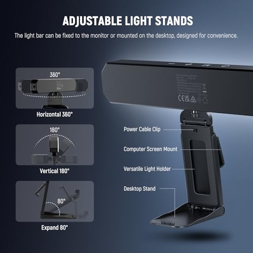 NEEWER Basics 6W Monitor Light Bar with Stand/Remote/Touch Control, L10 | Bi Color Dimmable LED Lamp, Home Office Desk Video Conference Lighting, Computer Laptop Webcam Zoom, Gaming Streaming Reading