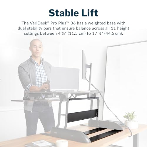 Vari VariDesk Pro Plus 36 Standing Desk Converter – 11 Height Settings + Spring Lift, 2 Tier Design, Keyboard Tray, Fits Desktops 36” Wide x 26.5" Deep – Delivers Fully Assembled (Light Wood) - color: Light Wood