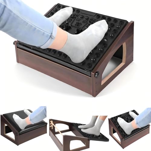Ergonomic Foot Rest Under Desk,4 Adjustable Height Foot Stool ﻿ - color: Espresso02