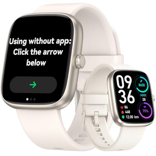 Senior-Friendly Pedometer Watch, Step Counter, No App or Phone Required | Privacy-Focused, Big Font display, IP68 Water Resistance, 7 Days Battery, Alarm, Heart Rate, SpO2 Monitor, Sleep Monitor - color: Almond