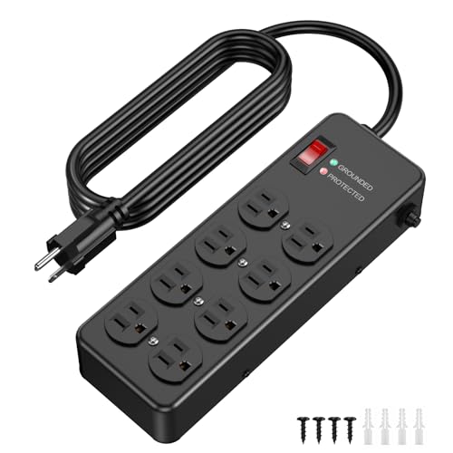 HEZI Magnetic Heavy Duty Power Strip,12 Gauge 10FT Extension Cord,Black - size: 10 FT