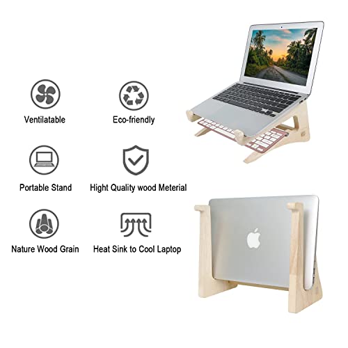 UI U & I Laptop Stand, Wooden Laptop Stand, Detachable Wooden Notebook Holder Mount Stand for Desk, 11-14inch Compatible with Apple MacBook Air Mac Pro, HP, DELL, Acer, Toshiba, Surface, Lenovo etc - size: small