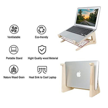 UI U & I Laptop Stand, Wooden Laptop Stand, Detachable Wooden Notebook Holder Mount Stand for Desk, 11-14inch Compatible with Apple MacBook Air Mac Pro, HP, DELL, Acer, Toshiba, Surface, Lenovo etc - size: small