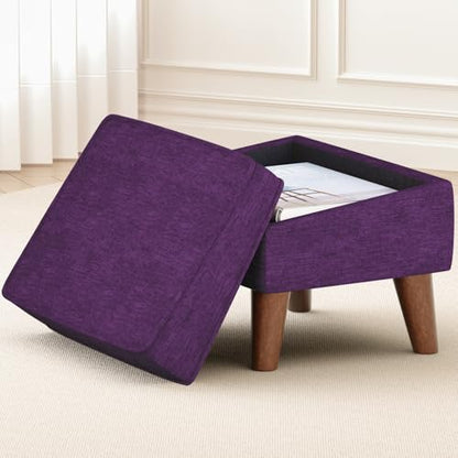 FAGAGA Storage Ottoman, Small Foot Stool Ottoman with Adjustable Lid - color: Purple, size: 11.8"D x 15.8"W x 11.3"H