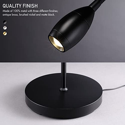 O’Bright Ray – Adjustable LED Beam Floor Lamp, Dimmable and Zoomable Spotlight, Flexible Gooseneck, Reading/Crafting Standing Lamp, Work Table Light, Matte Black - color: Black
