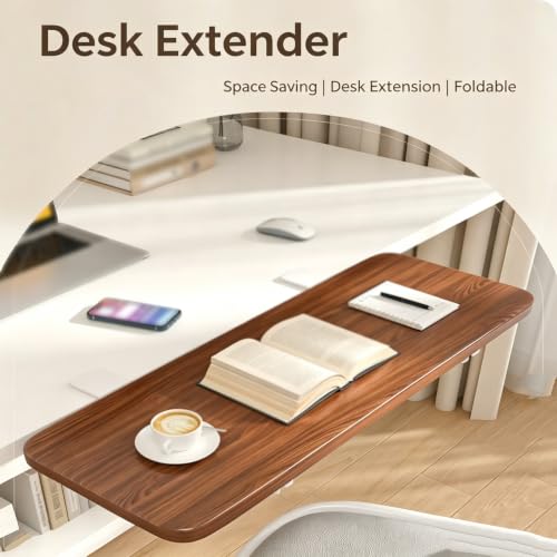 Desk Extender Tray,Computer Elbow Arm Support,Foldable Keyboard Tray,90° - color: Walnut, size: 70cm x 20cm