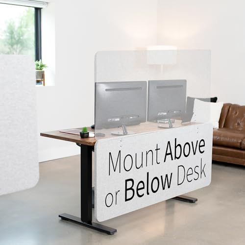 VIVO Gray Clamp-on 60 x 24 inch Privacy Panel, PP-1-V024G | Sound Absorbing Cubicle Desk Divider, Acoustic Partition - color: Light Gray, size: 60"