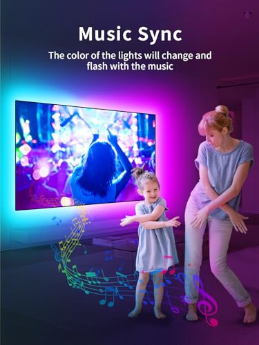 KANTUTOE TV LED Backlight, 9.84ft LED Lights for 32-43in TV, RGB TV Lights Behind with Music Sync Bluetooth APP and Remote Control Strip Light USB Powered for Bedroom Home Decor - size: 9.84ft for 32"-43" TV