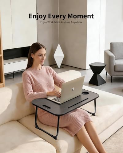 Ruxury Folding Lap Desk Bed Desk Laptop Table Tray, Breakfast Serving Tray, Portable & Lightweight Mini Table for Sofa Couch Floor - Black - color: Black