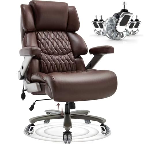 700lbs Big and Tall Office Chair, Large Heavy Duty Computer Desk Chair - color: Brown