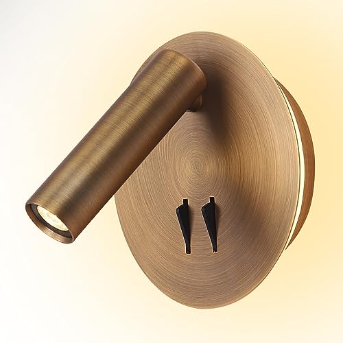 Wall Mount Reading Light for Bed, Backlight Night Wall Lamp, Hardwired Sconce with Switch, Adjustable Wall Sconce Surface Mount Book Reading Lamp,LED Wall Lighting for Bedroom Bedside Lamps (Bronze) - color: Bronze