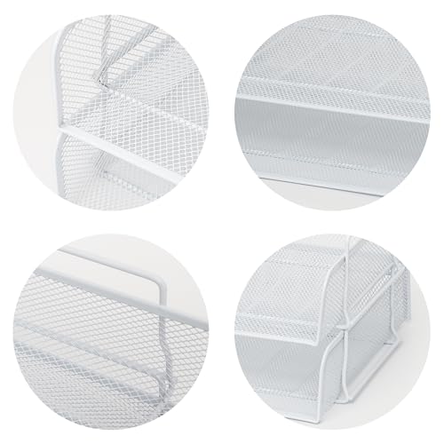2 Pack Stackable Desk Paper Tray, Metal Mesh Desktop Document Letter File Organizer for Office Home School, 13.5'' L x 9.75'' W x 5.5'' H, White - color: 2 Pack White