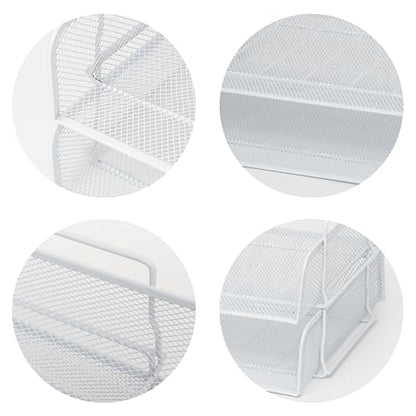 2 Pack Stackable Desk Paper Tray, Metal Mesh Desktop Document Letter File Organizer for Office Home School, 13.5'' L x 9.75'' W x 5.5'' H, White - color: 2 Pack White