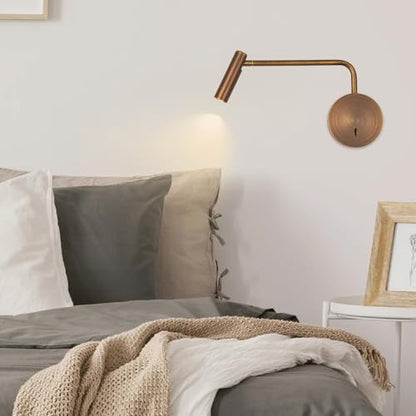 ZEROUNO Wall Mounted Reading Light for Bedroom, Hardwired Sconces with Switch LED 3000K Bedside Reading Lamp (Bronze) - color: Bronze